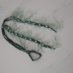 Turquoise Bead and Mirror Scarf